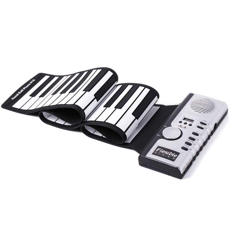 Keyboard Piano 61 Key - Teclado portátil de borracha de silicone,