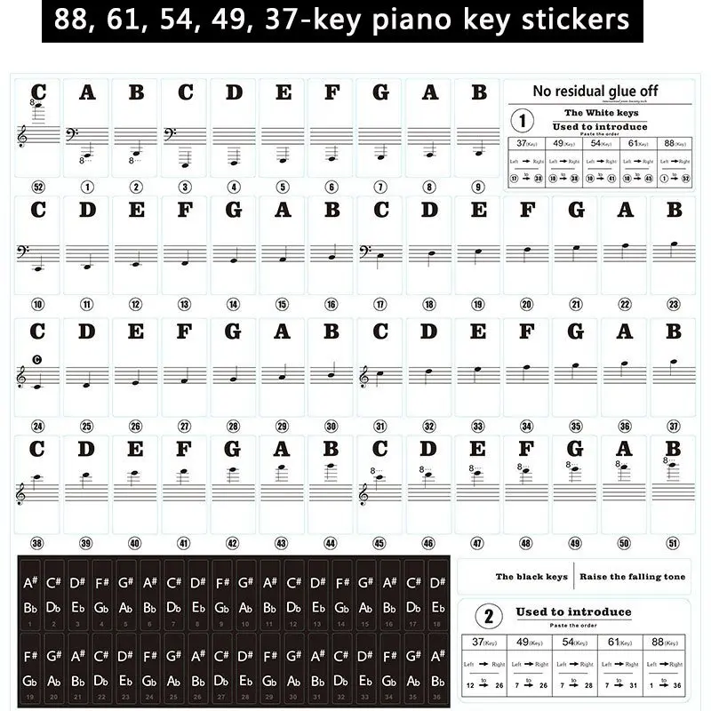 1pc adesivos de treinamento de - Keyboard Piano 61 Key avaliação e preço