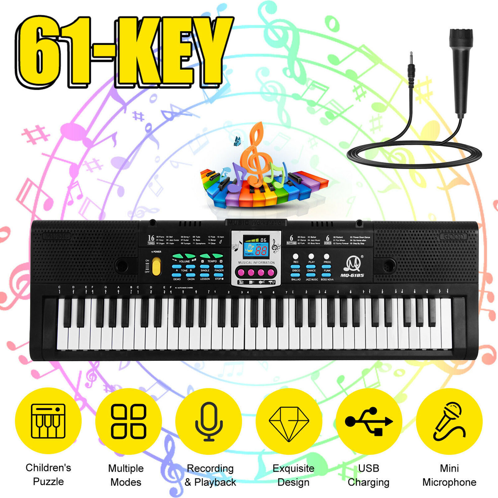 61 teclas de música digital te - Keyboard Piano 61 Key avaliação e preço